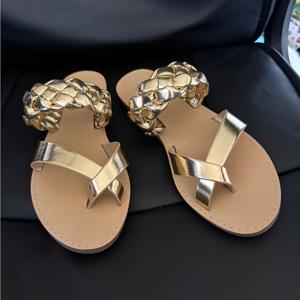JustFab Gold Braided Sandals (New, No Tags)